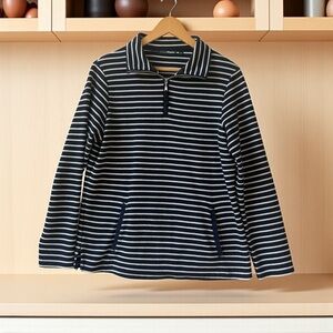 Classic‎ Navy Striped Women's Quarter Zip Sweater